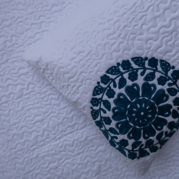 Celestial circle embroidery aqua