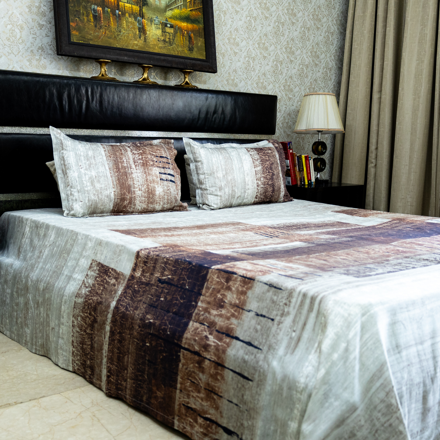 Mocha Noir printed bedsheet