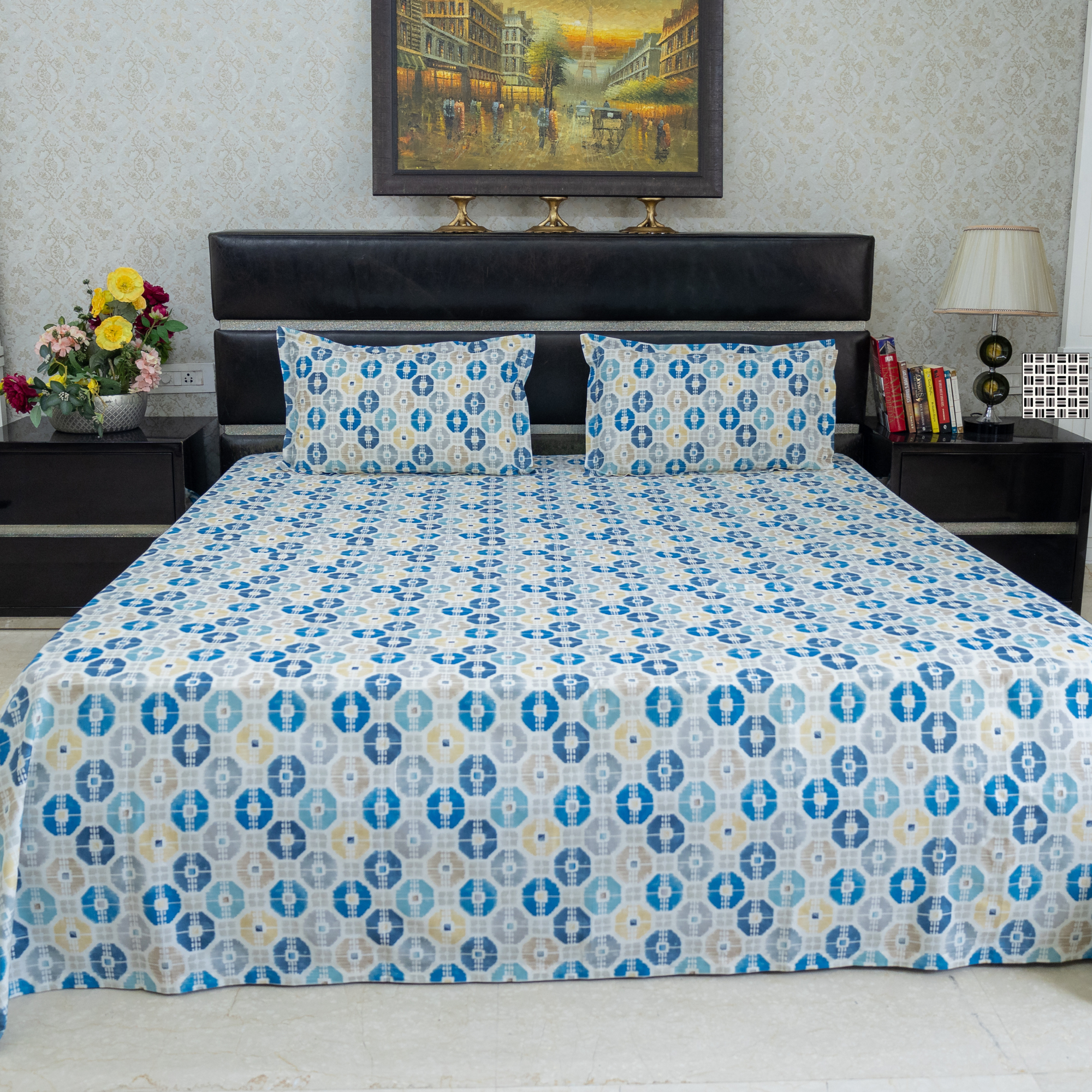 Marine sunburst printed bedsheet