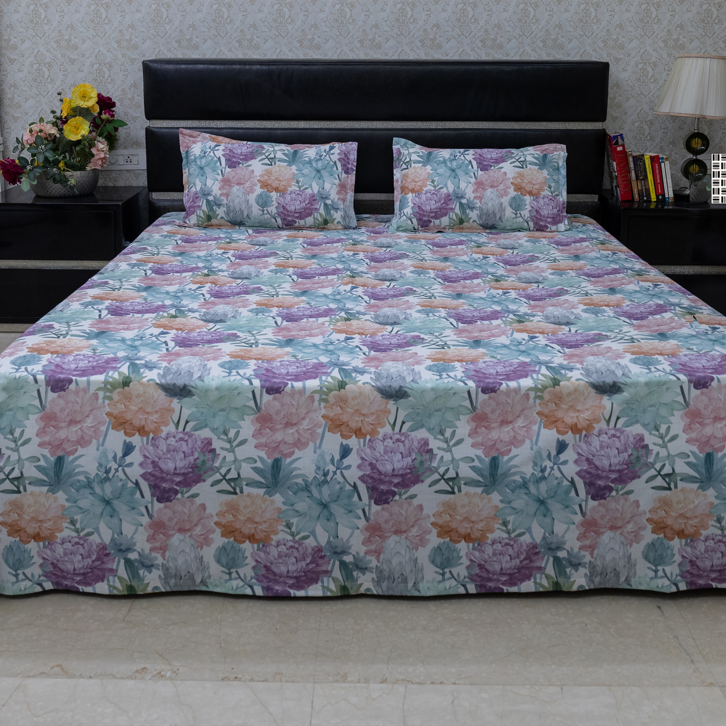 Blossom medley printed bedsheet