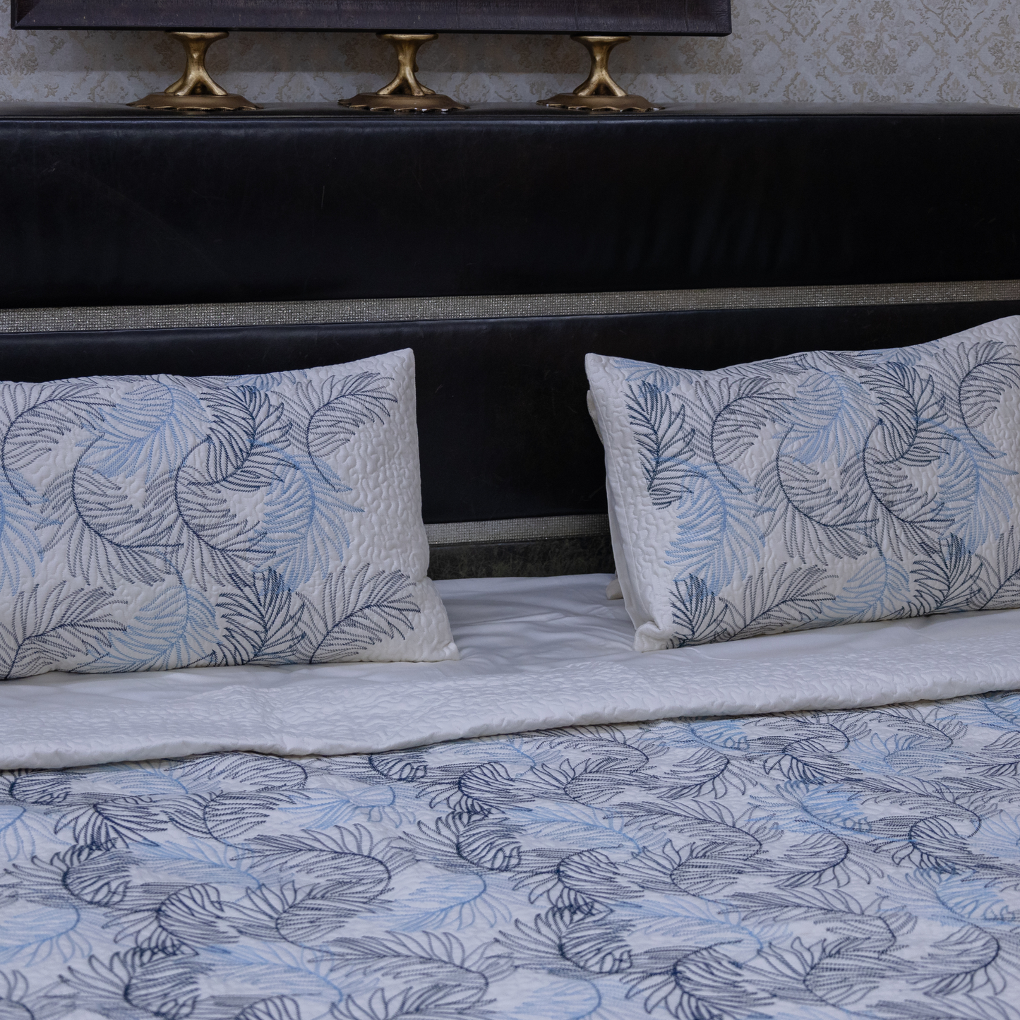 Verdant luxe bedcover blue