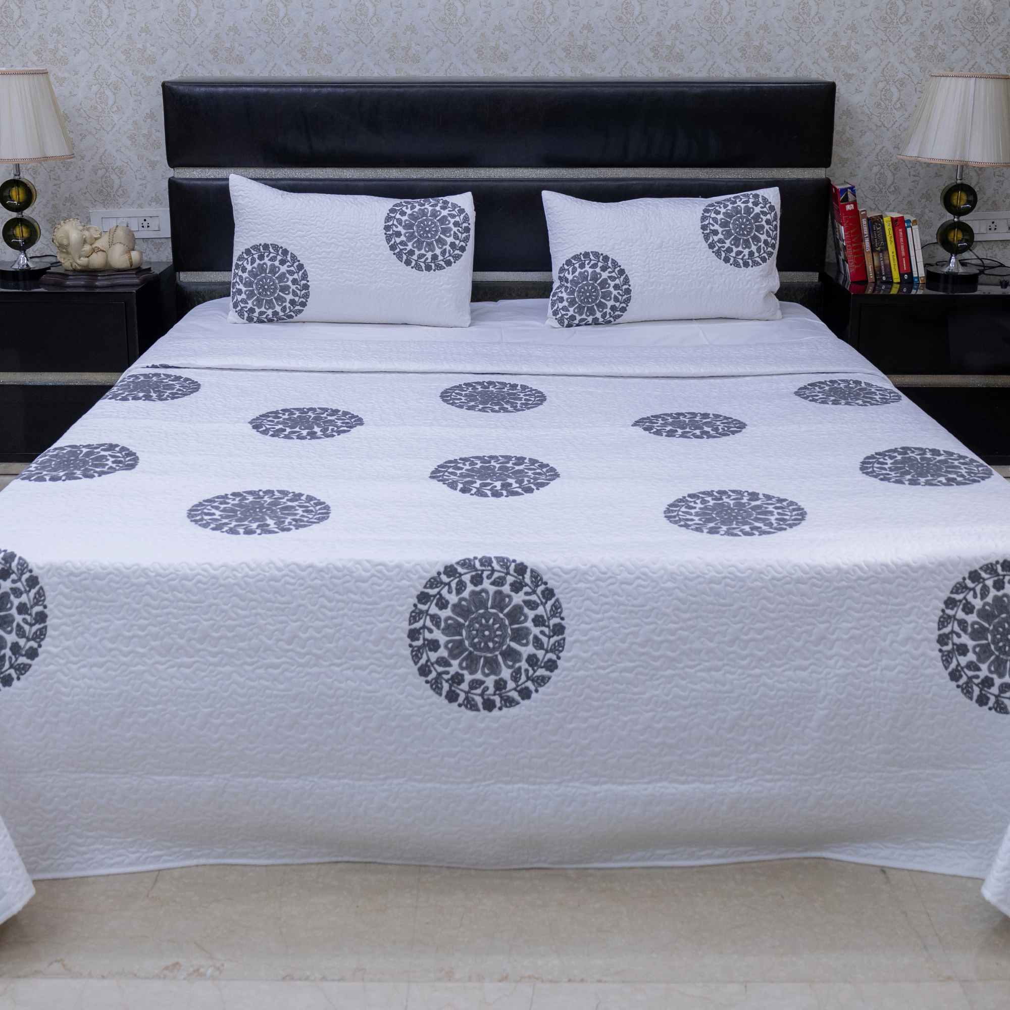 Celestial circle embroidery charcoal