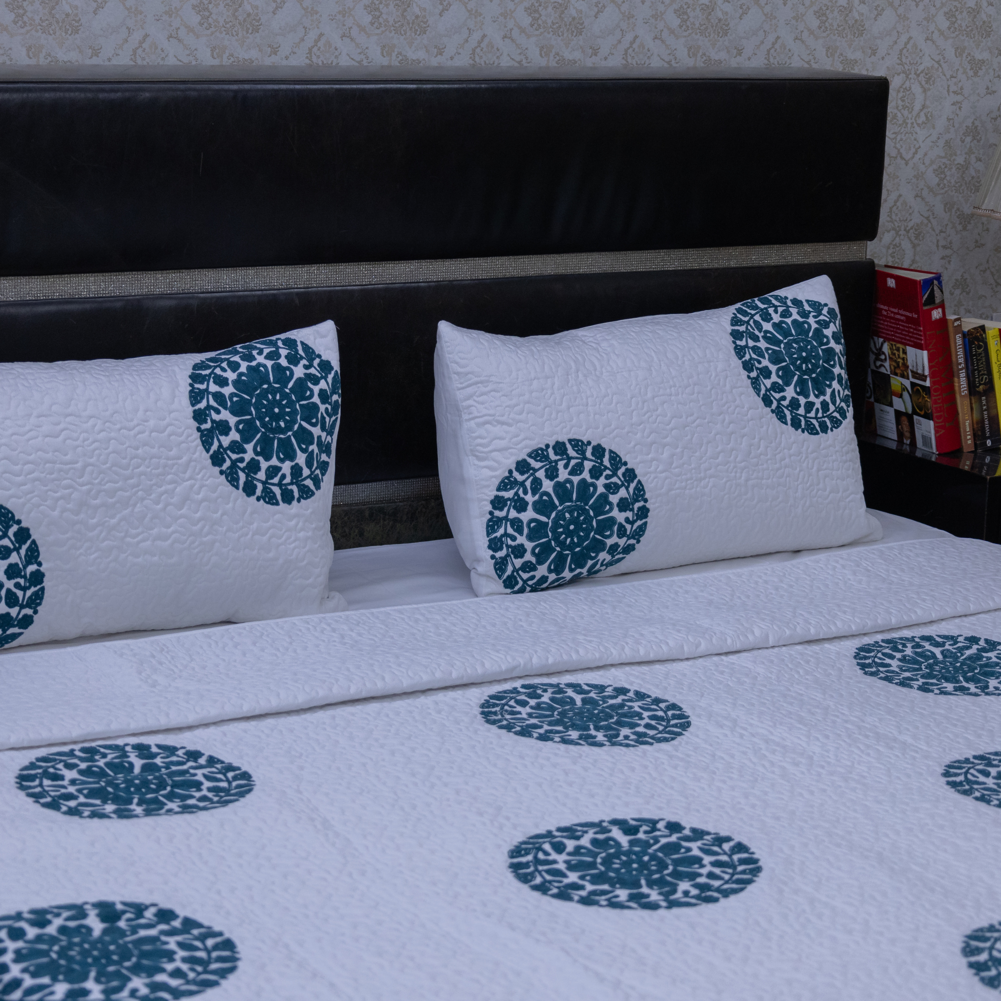 Celestial circle embroidery aqua