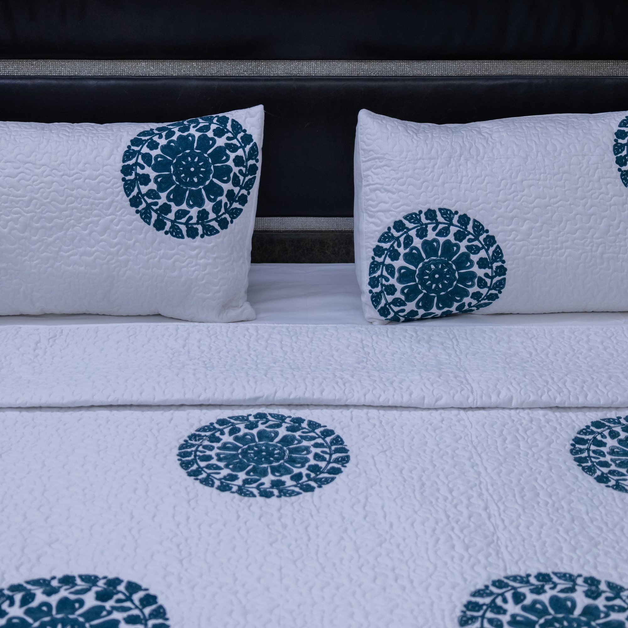 Celestial circle embroidery aqua