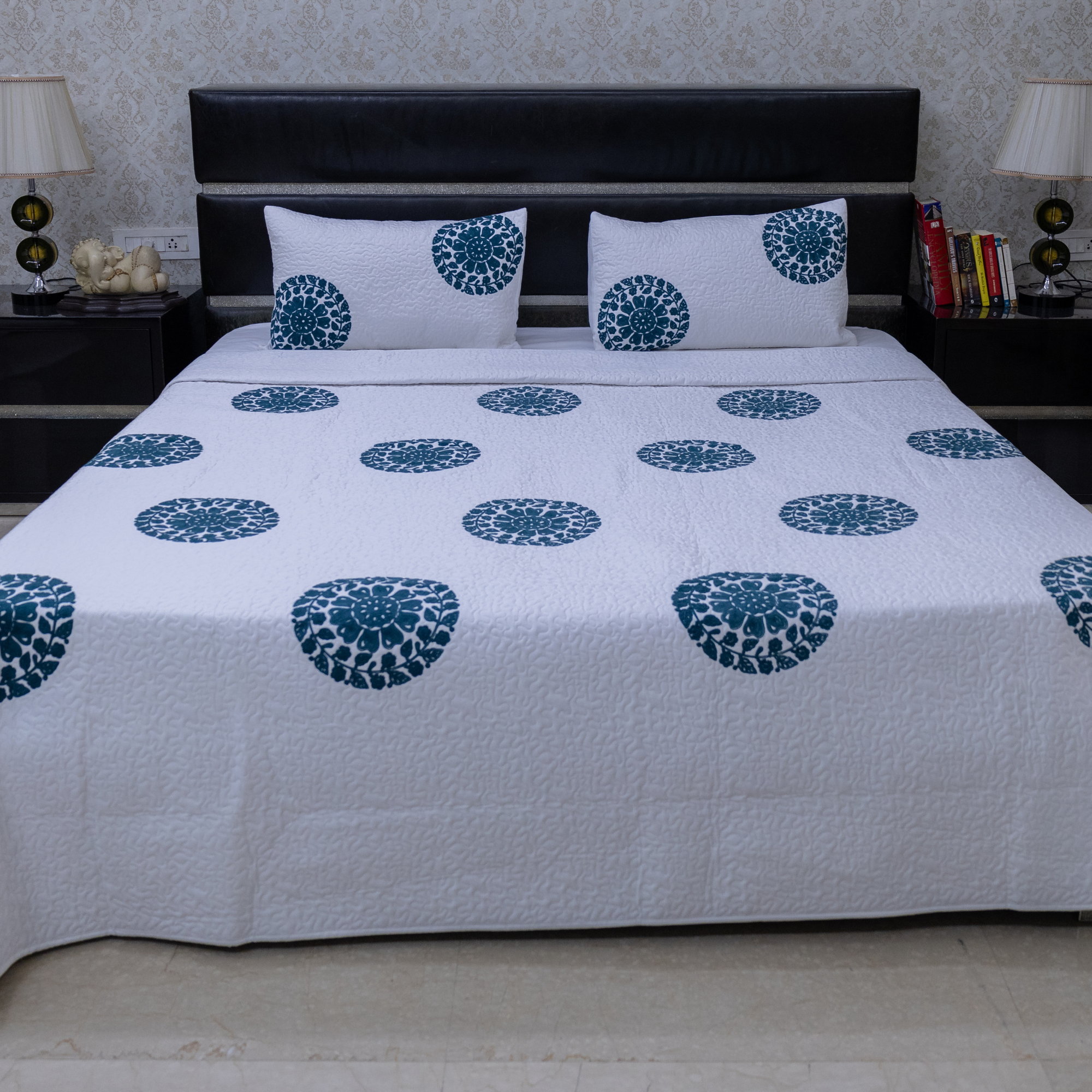 Celestial circle embroidery aqua