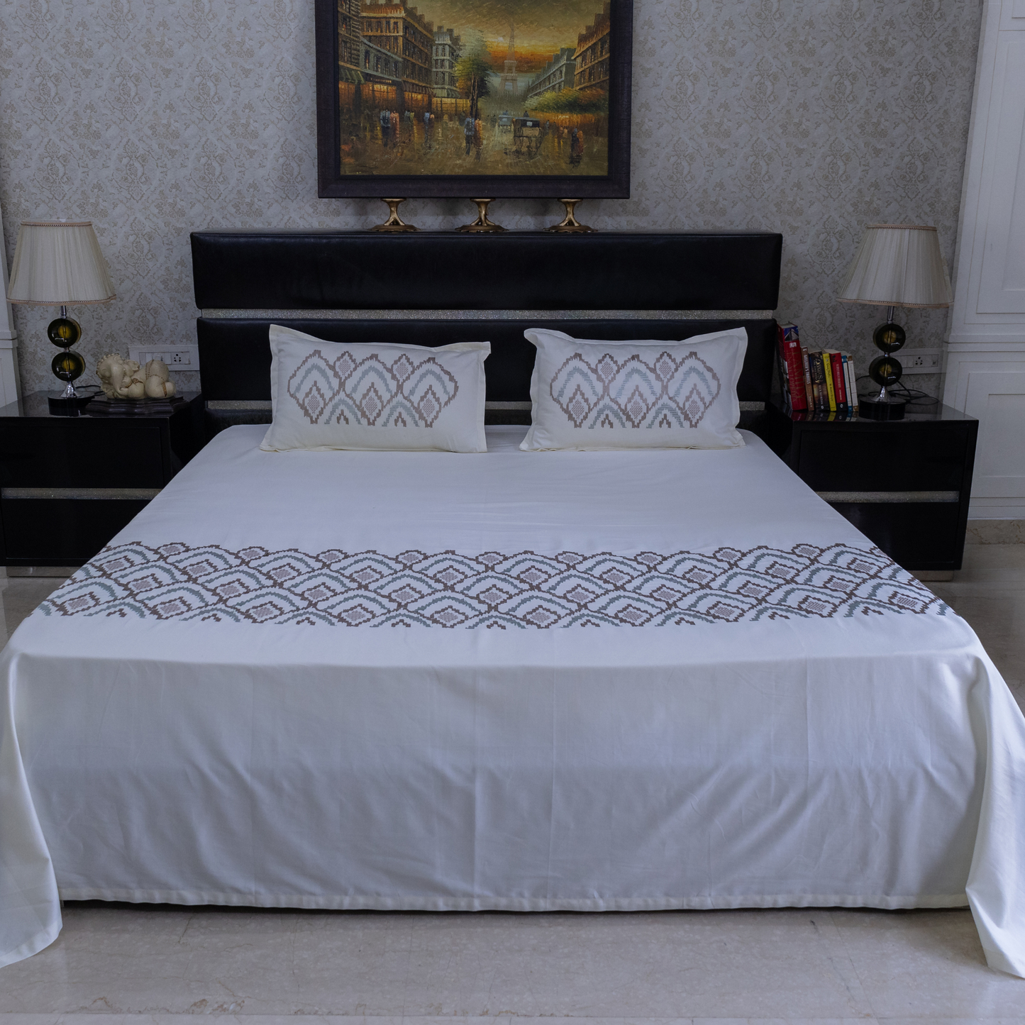 Desert bliss embroidered bedsheet