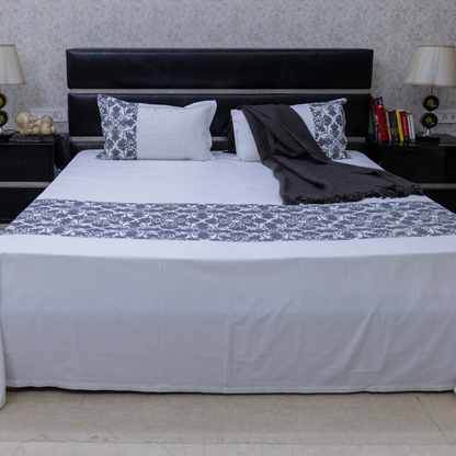 Abstract embroidery bedsheet charcoal