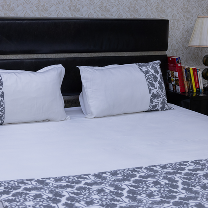 Abstract embroidery bedsheet charcoal