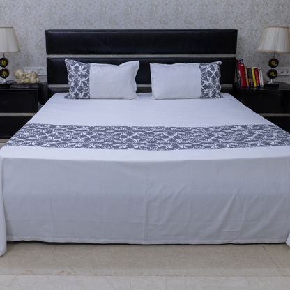 Abstract embroidery bedsheet charcoal