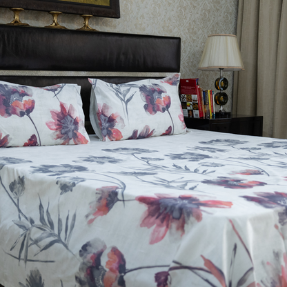 Misty Blooms printed bedsheet