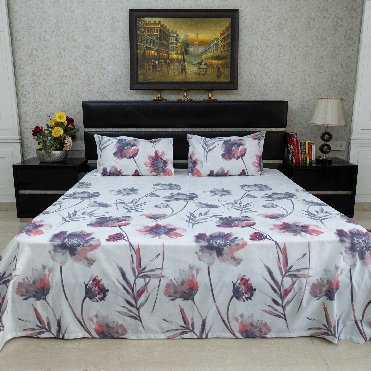 Misty Blooms printed bedsheet