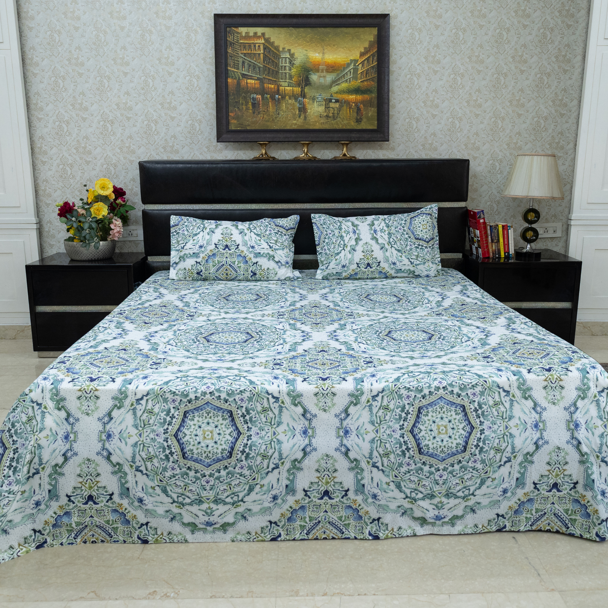 Emerald Geometry printed Bedsheet