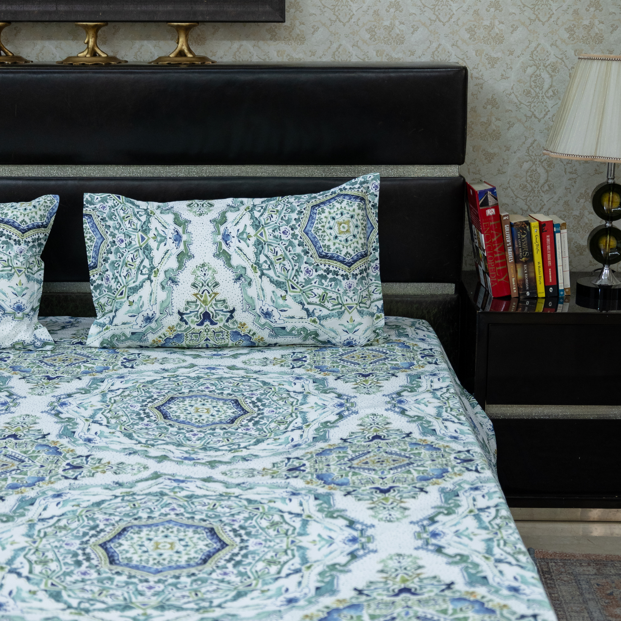 Emerald Geometry printed Bedsheet