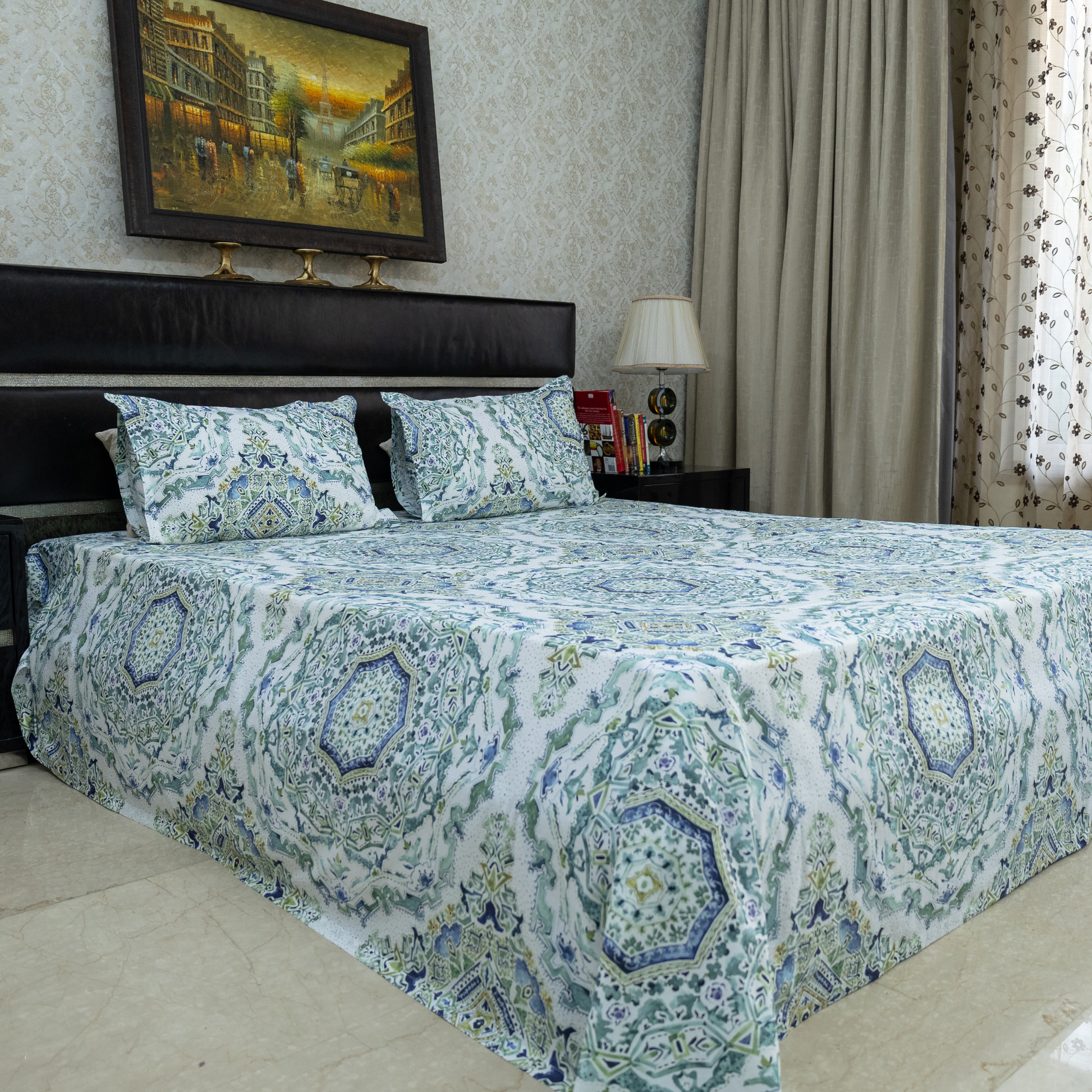 Emerald Geometry printed Bedsheet