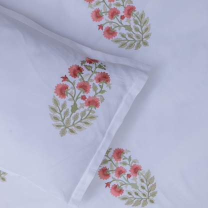 Floral Sonata Embroidered bedsheet - pink