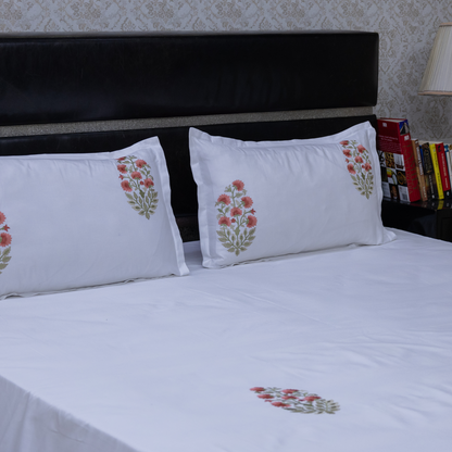 Floral Sonata Embroidered bedsheet - pink