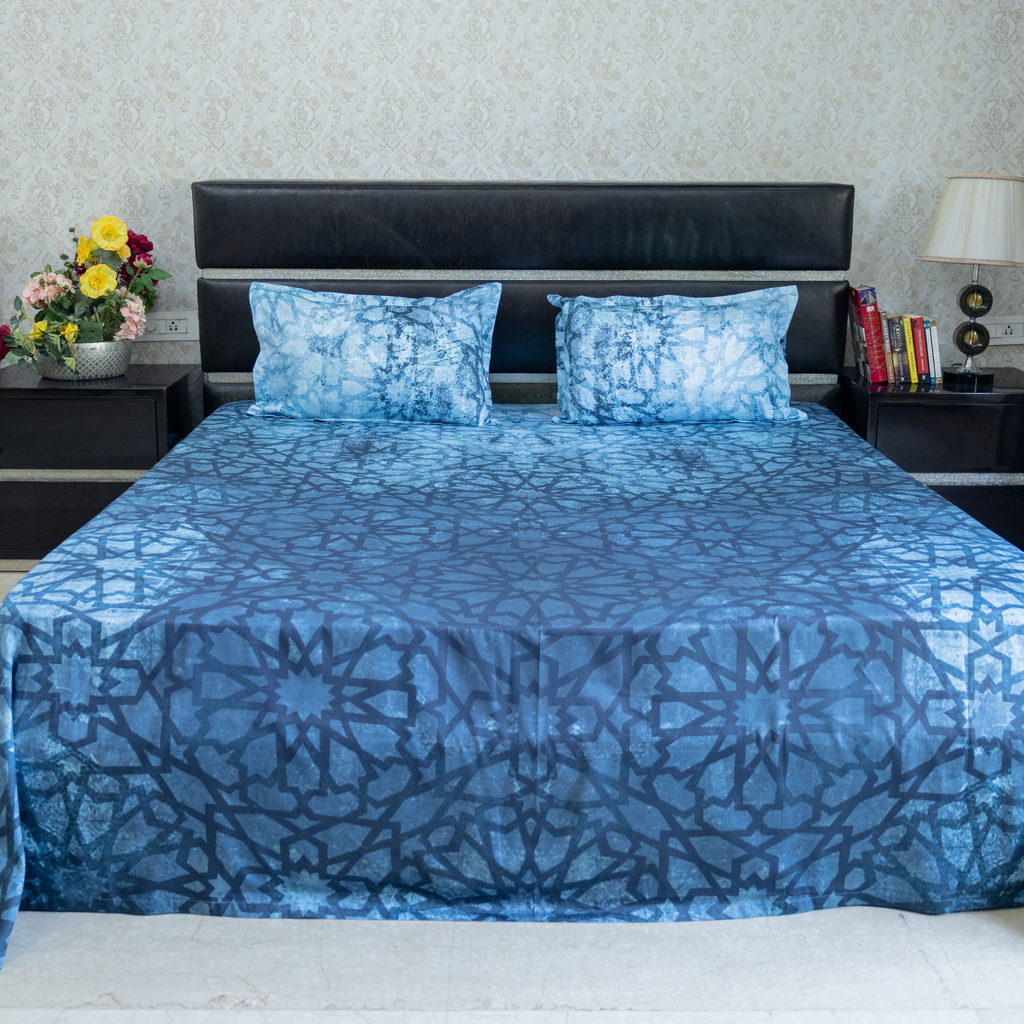 Azure escape printed bedsheet