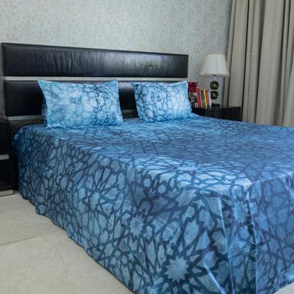 Azure escape printed bedsheet