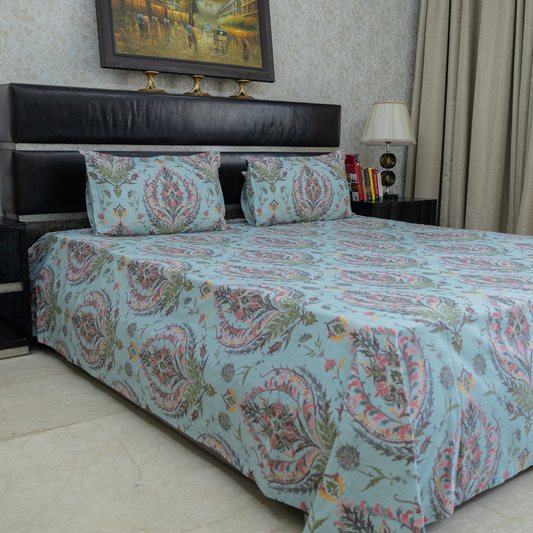 Aqua Mirage printed bedsheet