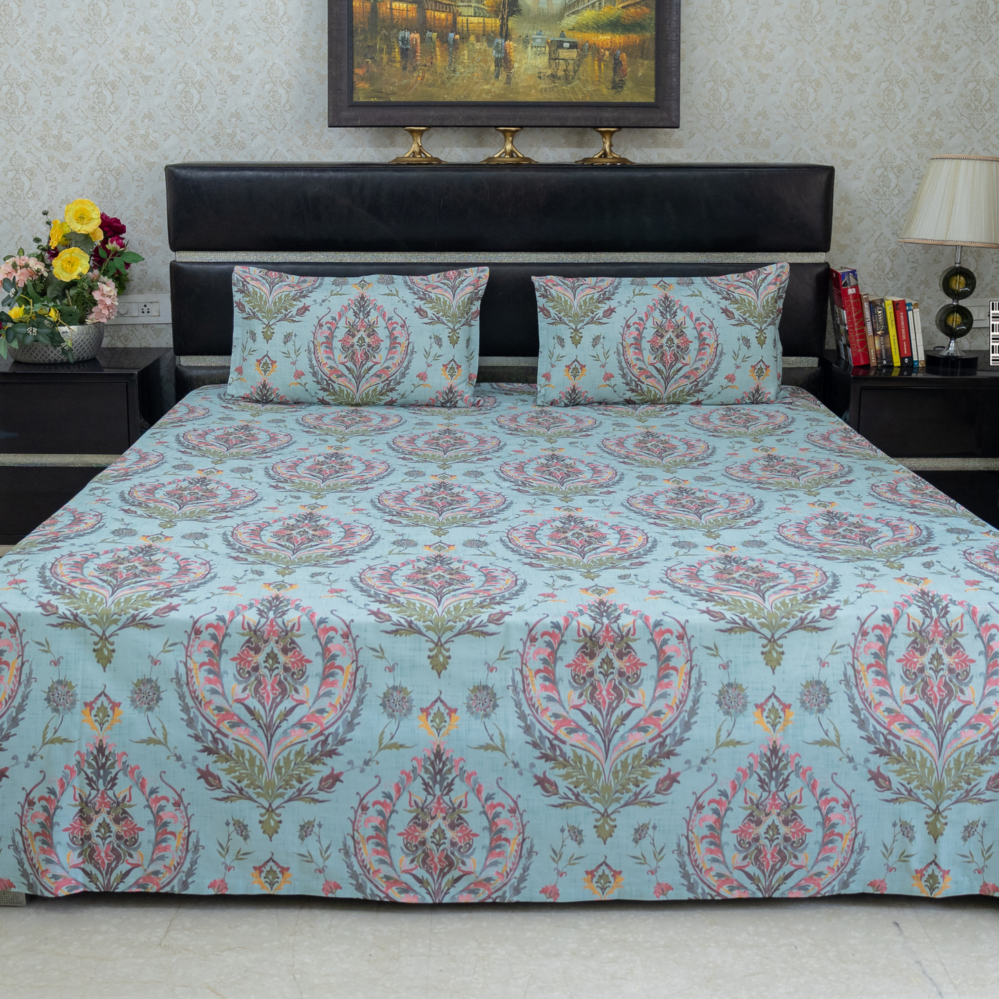 Aqua Mirage printed bedsheet